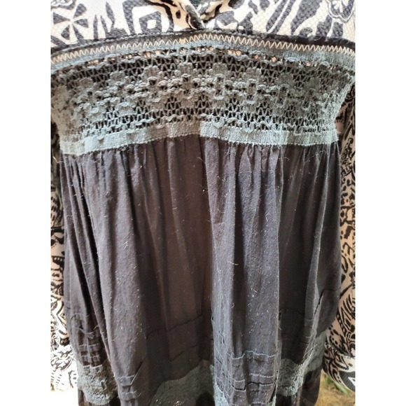 Upcycled Refashioned, Black ComfortWear Dress, Lace, Urban Boho, 42" Bust XL - Picture 3 of 11